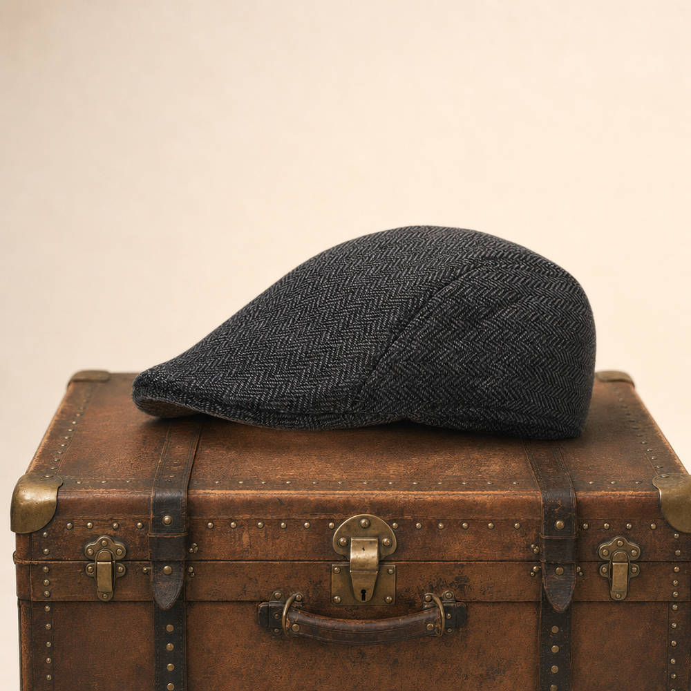 Herringbone Bush Cap — STRANRAER — Coal Black