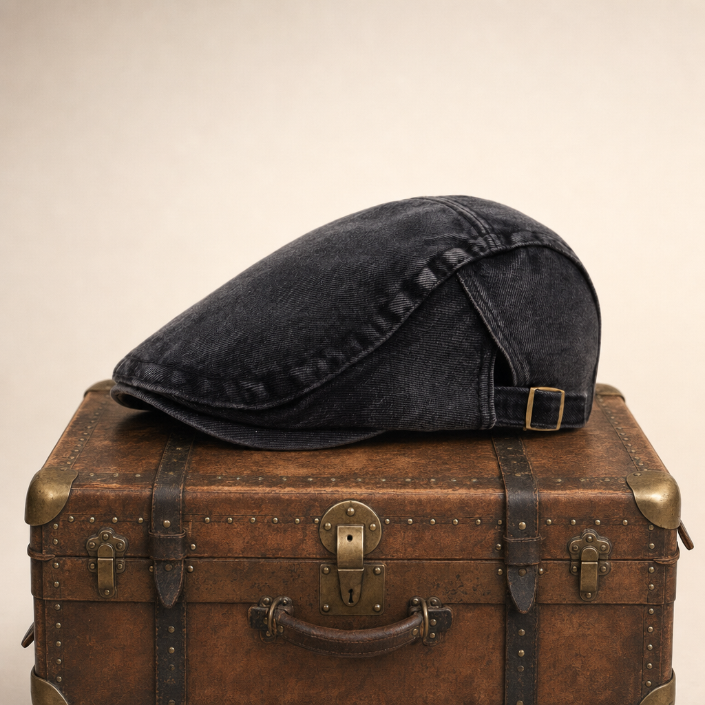 Stonewash Denim Cap — OTLEY — Coal Black