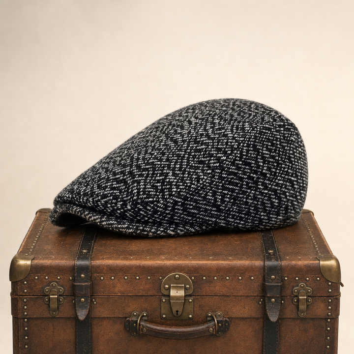 Tweed Flat Cap — RUTHIN — Coal Black