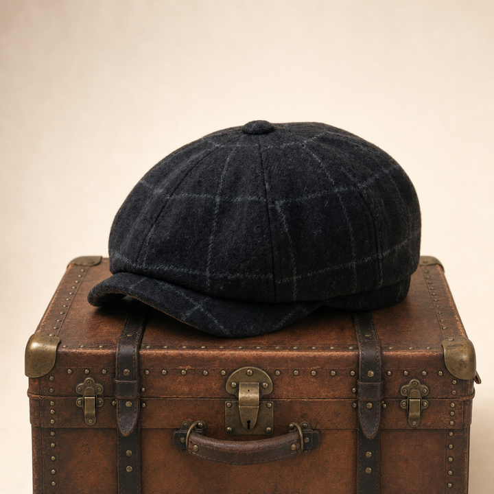 Eight-Panel Cap — BEDALE — Coal Black