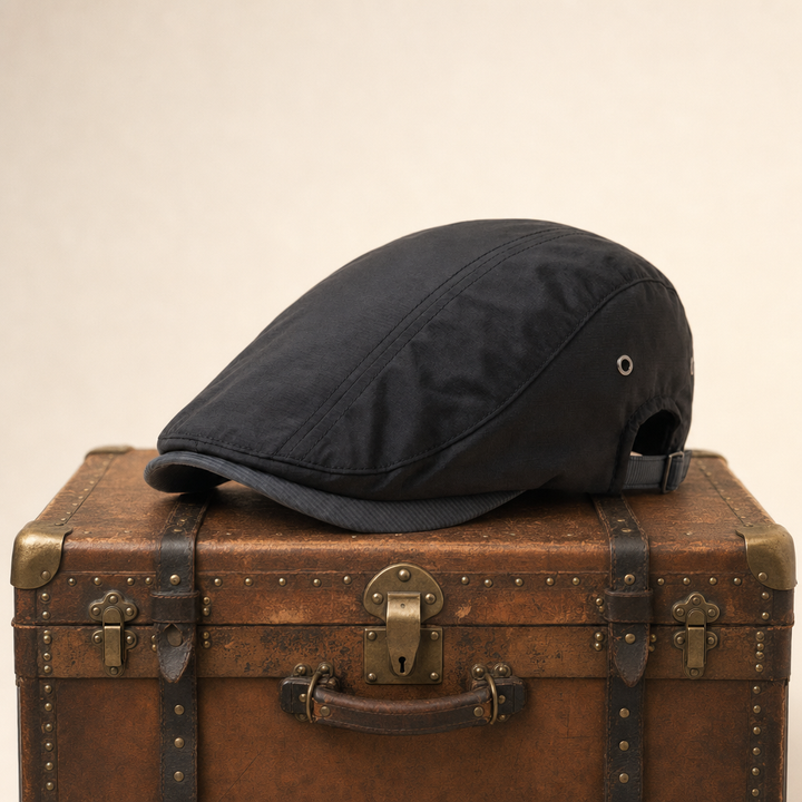 Pinstripe Cotton Cap — MARSDEN — Coal Black