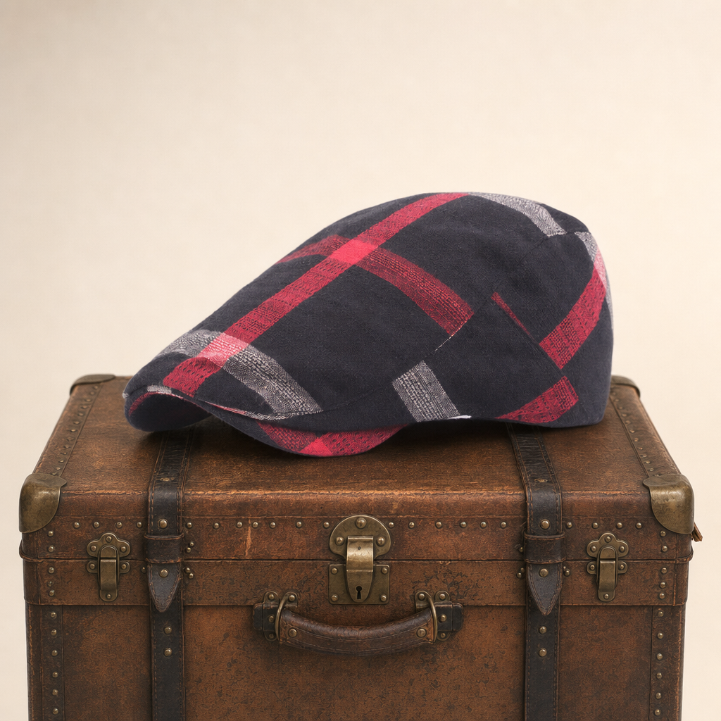 Vintage Check Cap — DOLGELLAU — Coal Black