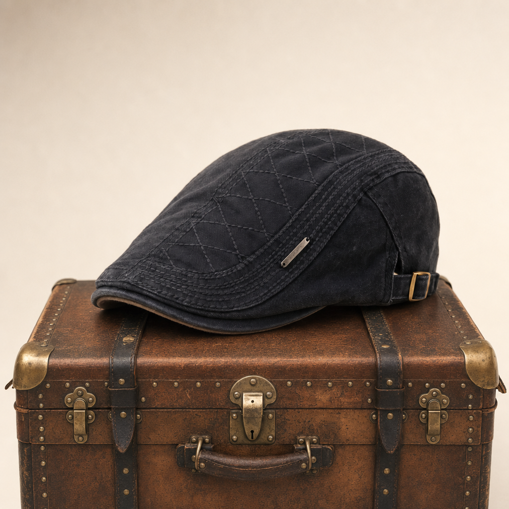 Quilted Cotton Cap — HAWORTH — Coal Black