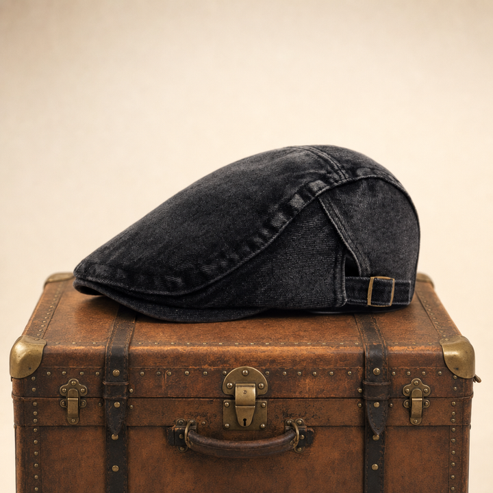 Stonewash Denim Cap — AMBLESIDE — Coal Black