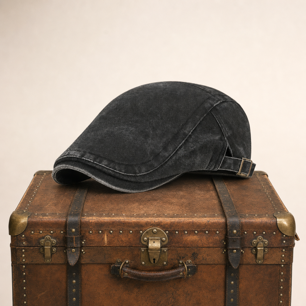 Vintage Washed Cap — BRECON — Coal Black