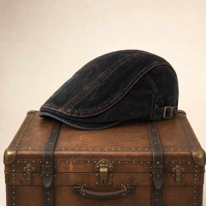 Denim Stitch Cap — HOLMFIRTH — Coal Black