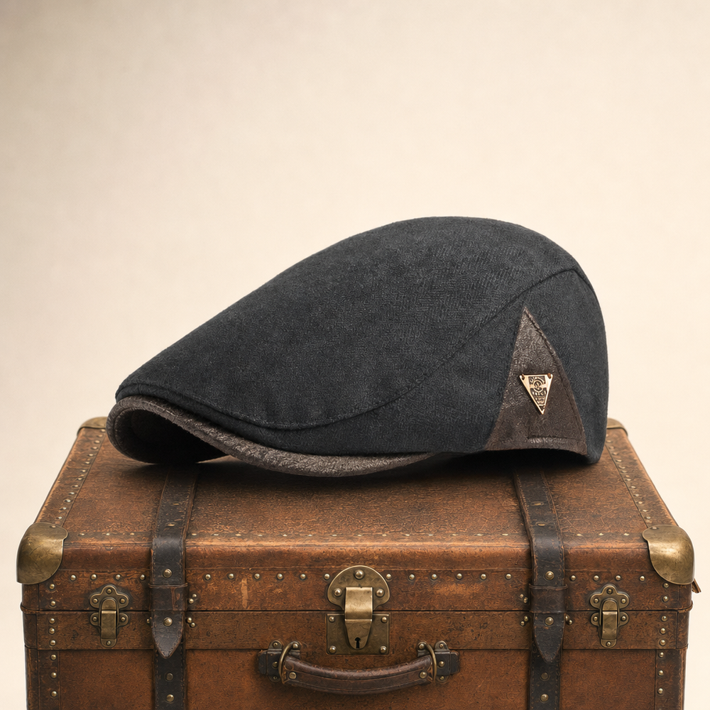 Vintage Panel Cap — BUILTH — Coal Black