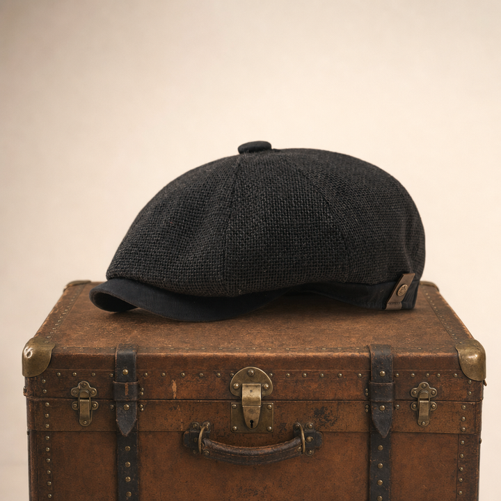 Linen Crown Cap — GRASSINGTON — Coal Black