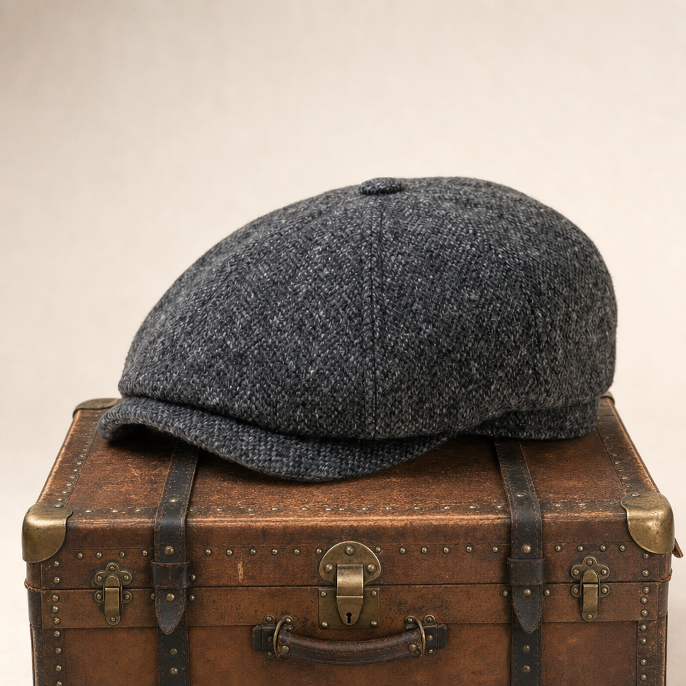 Flecked Eight-Panel Cap — RIPON — Coal Black