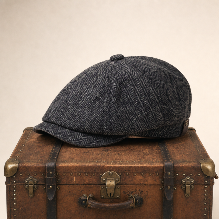 Herringbone Wool Cap — ROSSENDALE — Coal Black