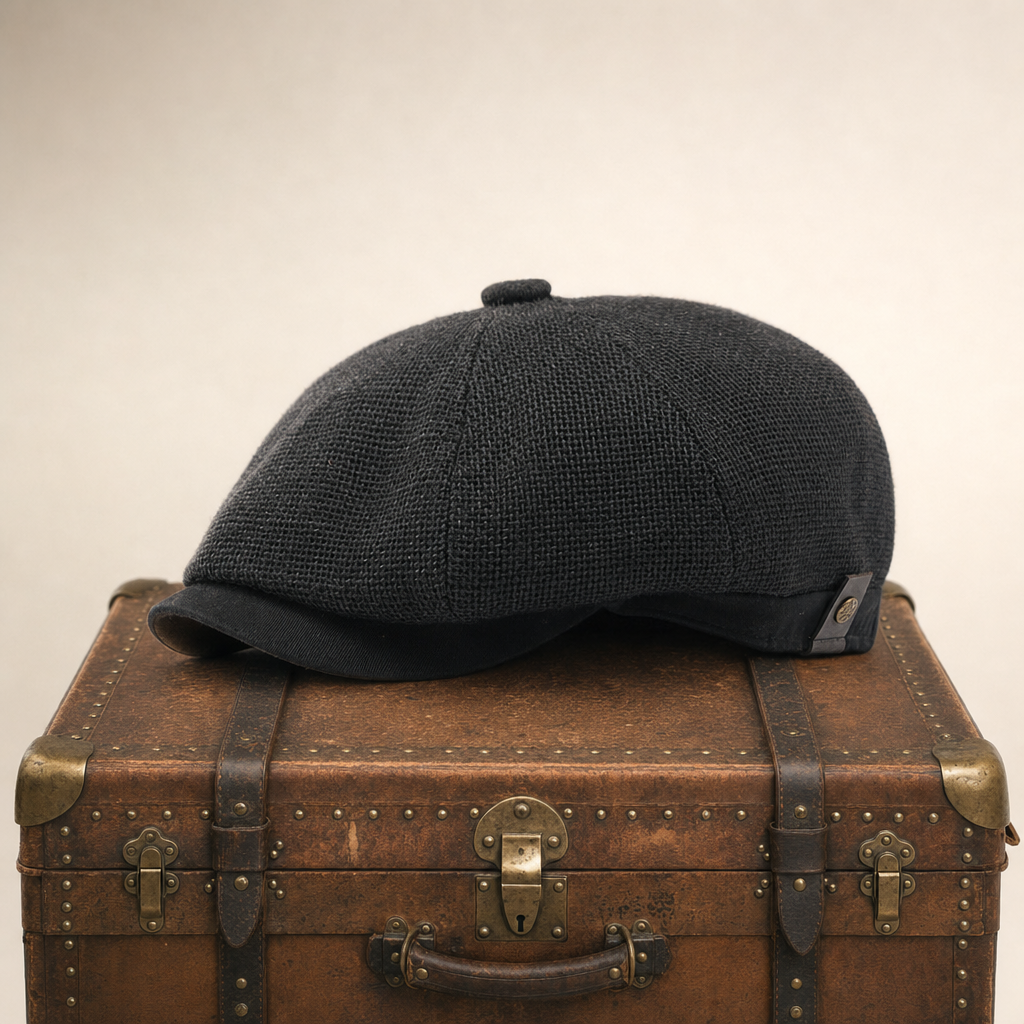 Linen Crown Cap — PEEBLES — Coal Black