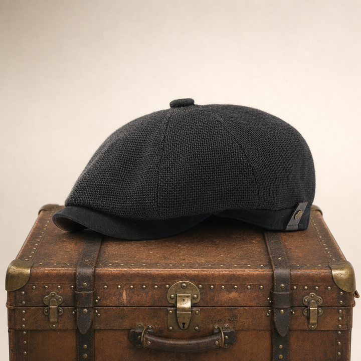 Linen Crown Cap — PEEBLES — Coal Black