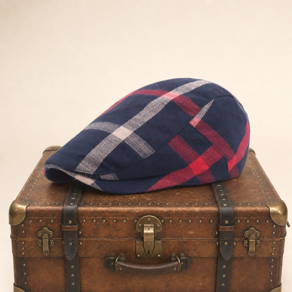 Vintage Check Cap — DOLGELLAU — Denim Blue