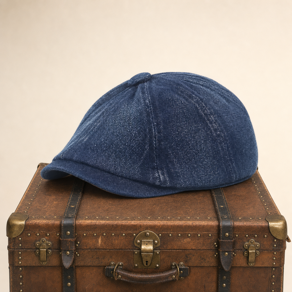 Denim Newsboy Cap — KELSO — Denim Blue