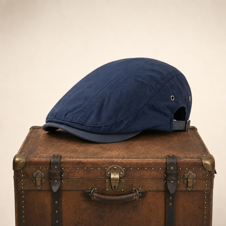 Pinstripe Cotton Cap — MARSDEN — Denim Blue