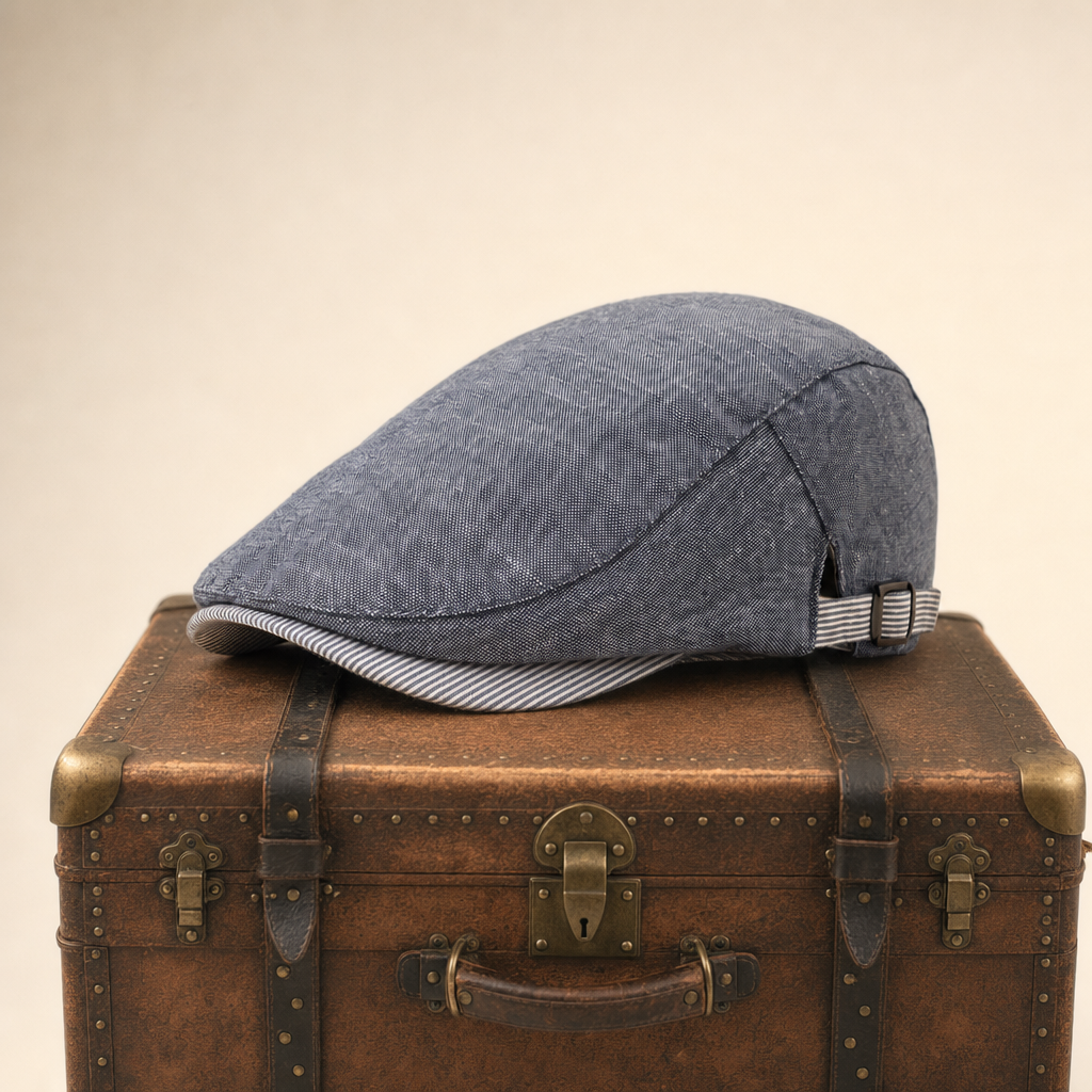 Coastal Linen Cap — CLITHEROE — Denim Blue