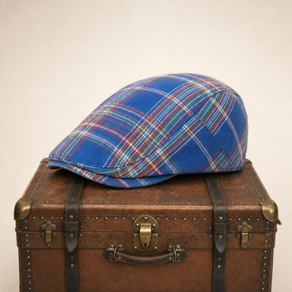 Tartan Highland Cap — WHITBY — Denim Blue