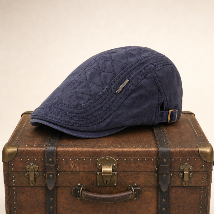 Quilted Cotton Cap — HAWORTH — Denim Blue