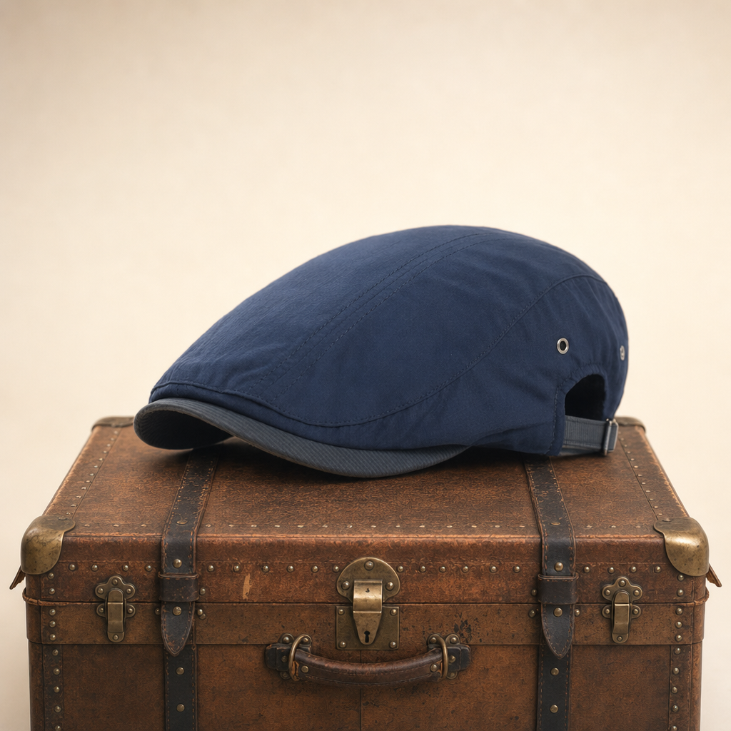 Pinstripe Cotton Cap — BRAMPTON — Denim Blue