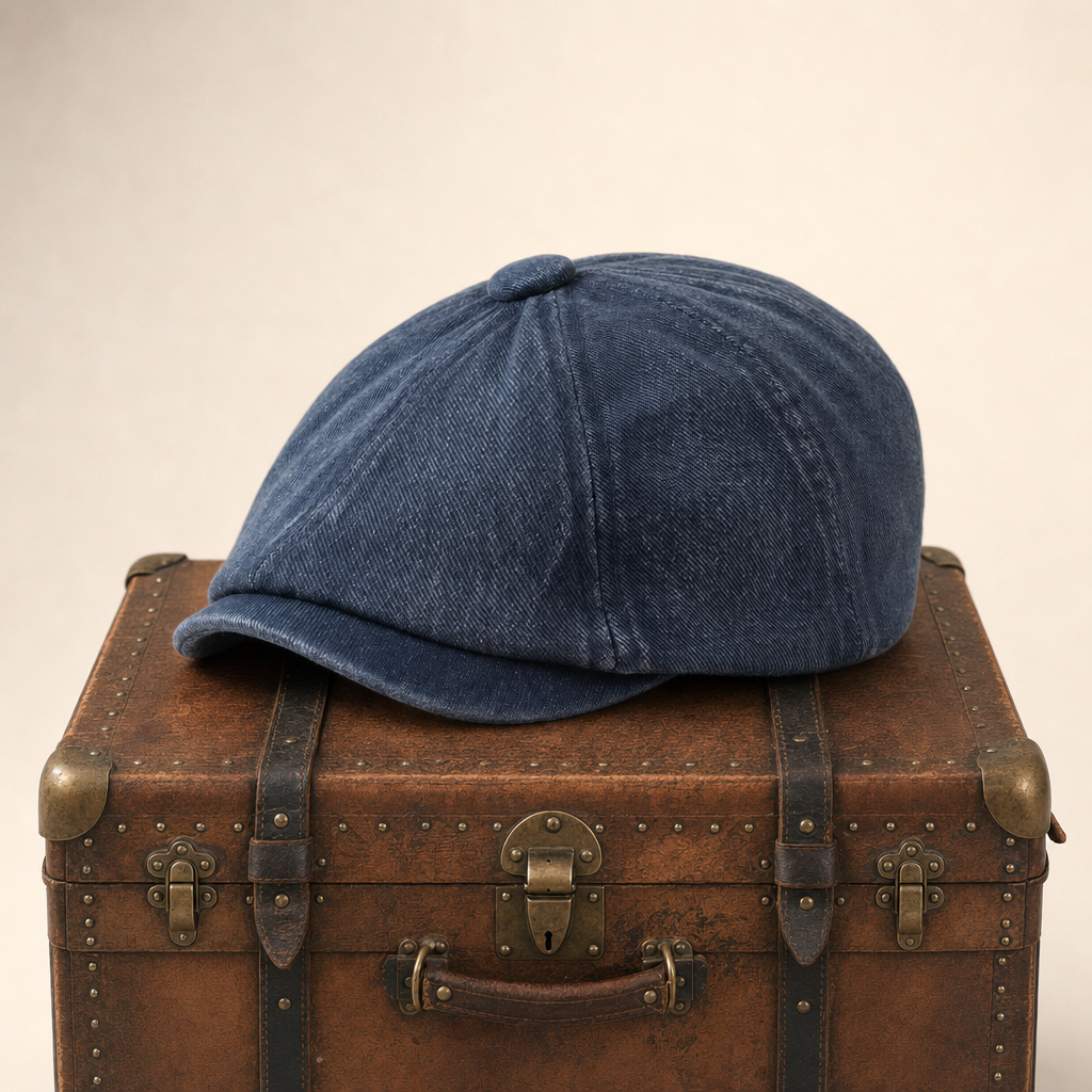 Denim Newsboy Cap — LOMOND — Denim Blue