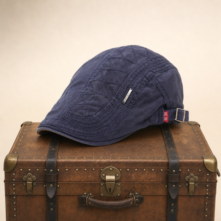 Quilted Cotton Cap — PENRITH — Denim Blue