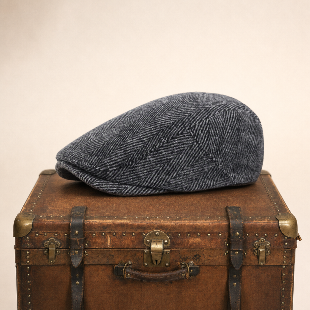 Herringbone Wool Cap — MOFFAT — Graphite Grey