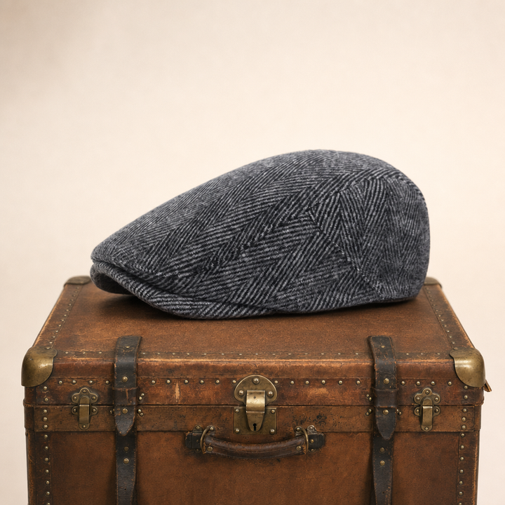 Herringbone Wool Cap — MOFFAT — Graphite Grey