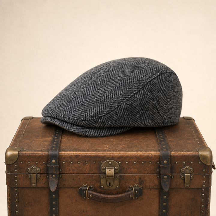 Herringbone Wool Cap — INGLETON — Graphite Grey