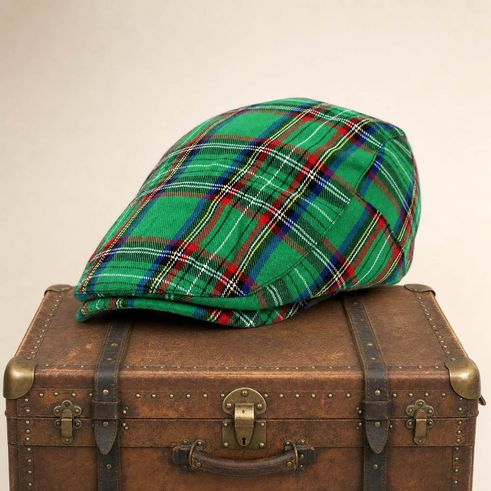 Festive Plaid Cap — DUNKELD — Green