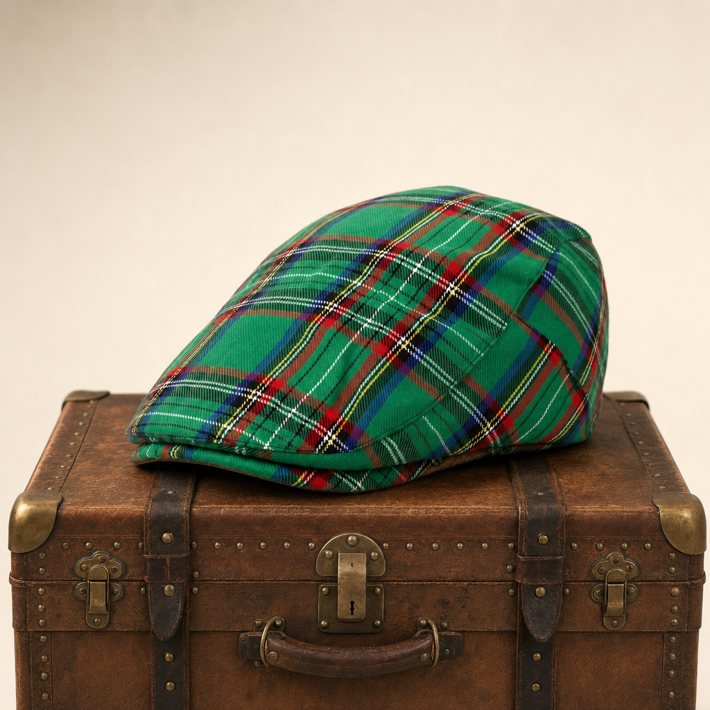 Festive Plaid Cap — ELGIN — Green