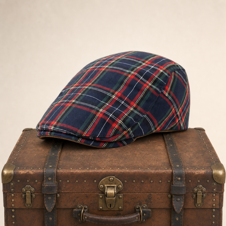 Festive Plaid Cap — ELGIN — Navy