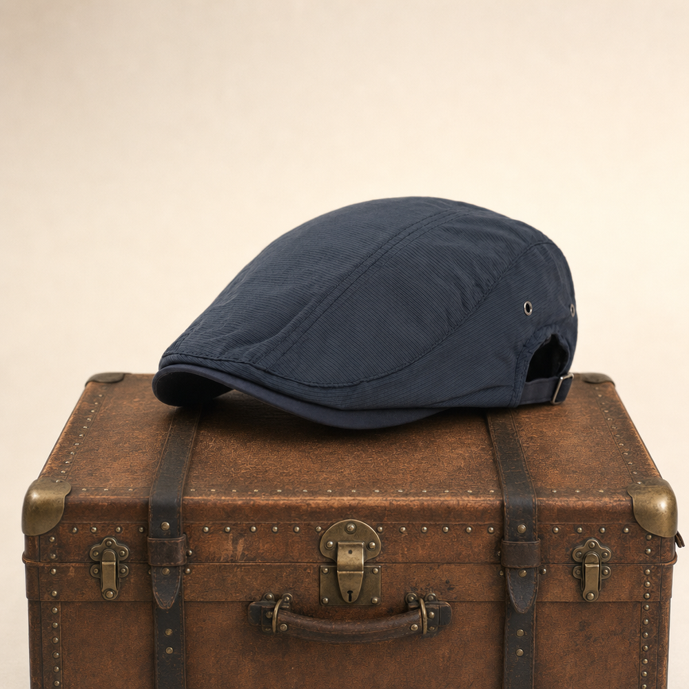 Pinstripe Cotton Cap — MARSDEN — Navy