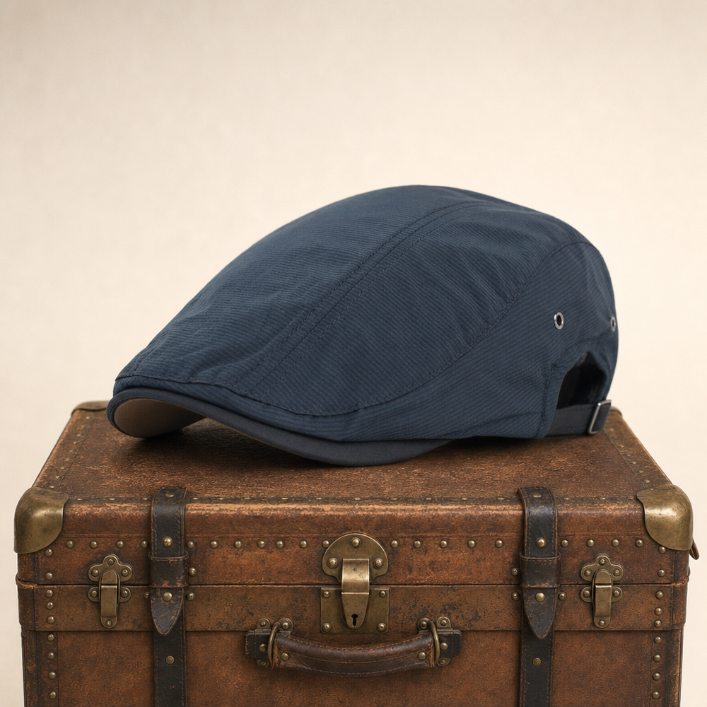 Pinstripe Cotton Cap — BRAMPTON — Navy