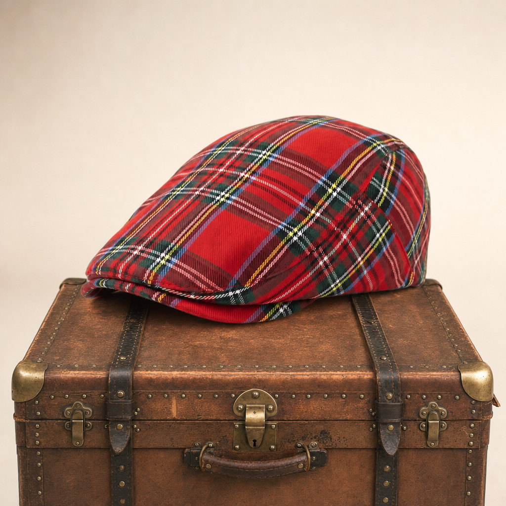 Festive Plaid Cap — ELGIN — Red