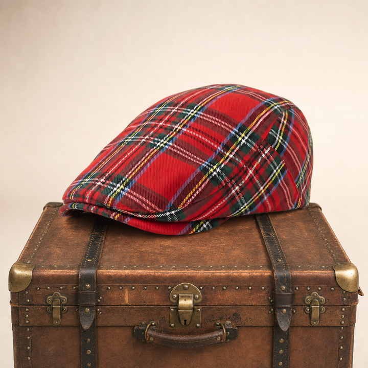 Festive Plaid Cap — ELGIN — Red