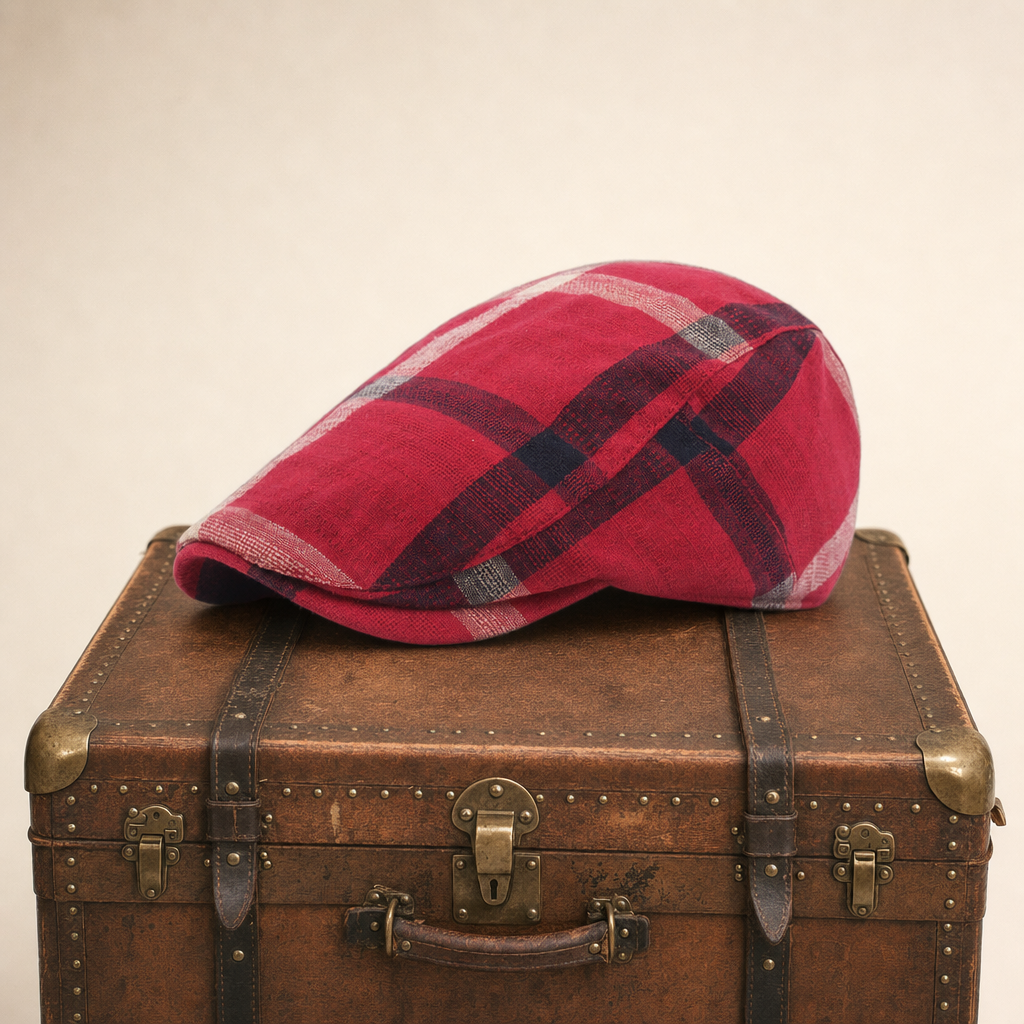 Vintage Check Cap — DOLGELLAU — Red