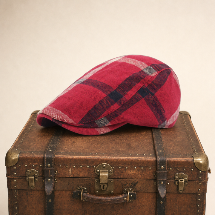 Vintage Check Cap — DOLGELLAU — Red
