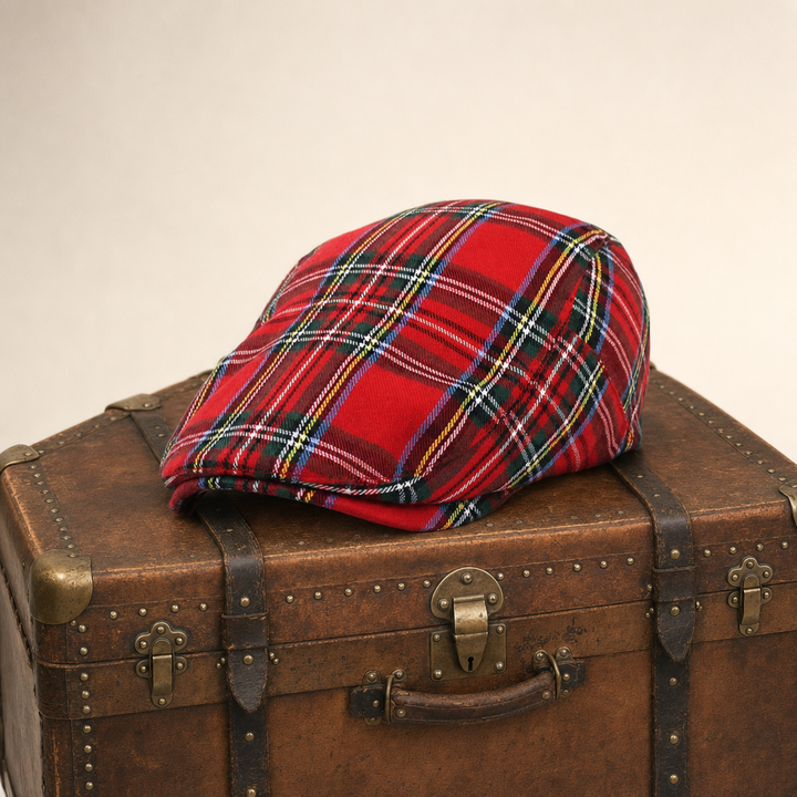 Festive Plaid Cap — DUNKELD — Red