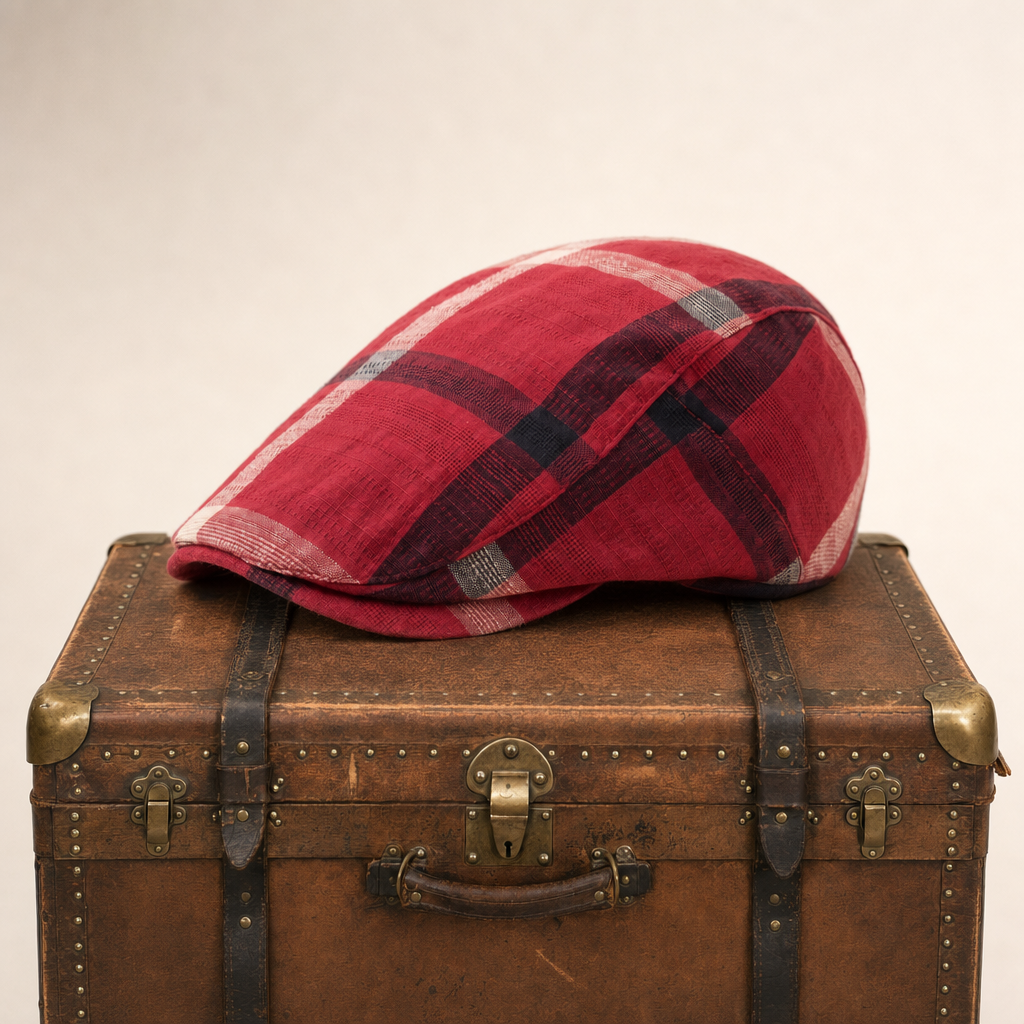 Vintage Check Cap — HELMSLEY — Red