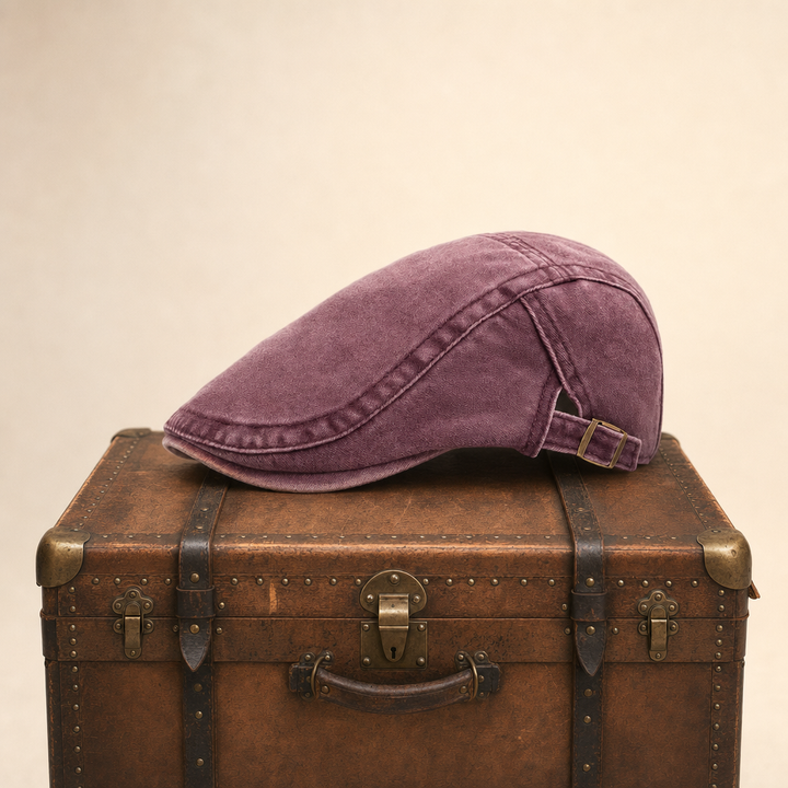 Denim Vintage Cap — LEEK — Rosewood Red