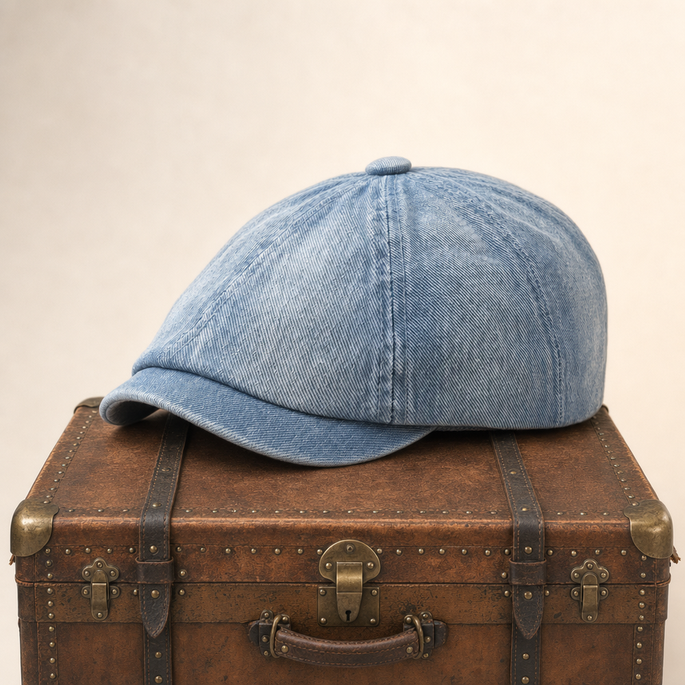 Denim Newsboy Cap — LOMOND — Sky Blue