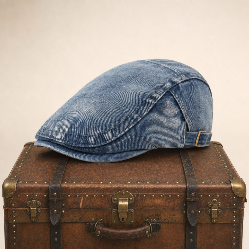 Stonewash Denim Cap — OTLEY — Sky Blue