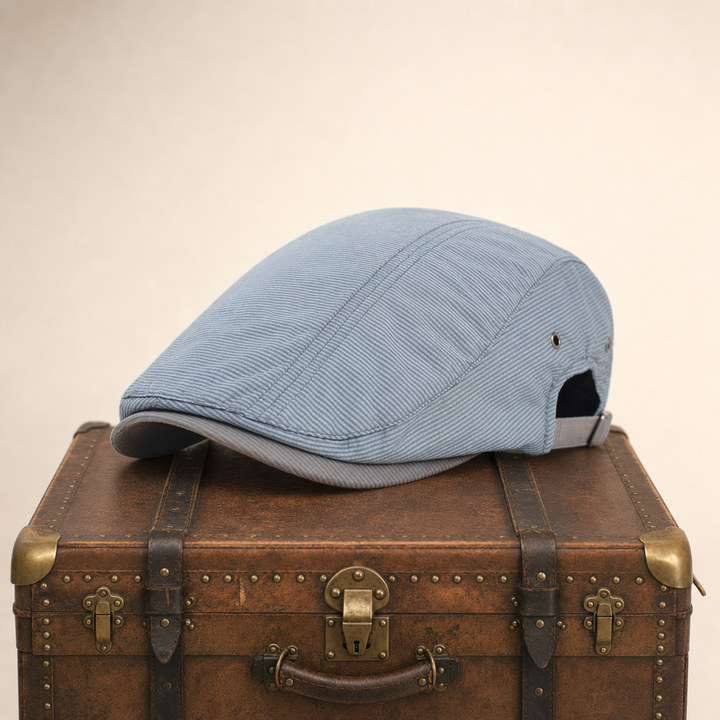Pinstripe Cotton Cap — BRAMPTON — Sky Blue