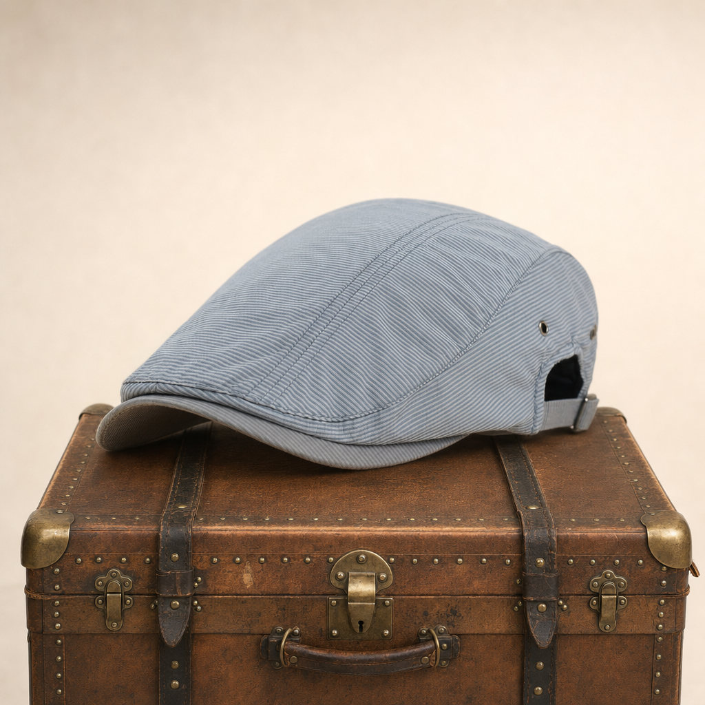 Pinstripe Cotton Cap — MARSDEN — Sky Blue