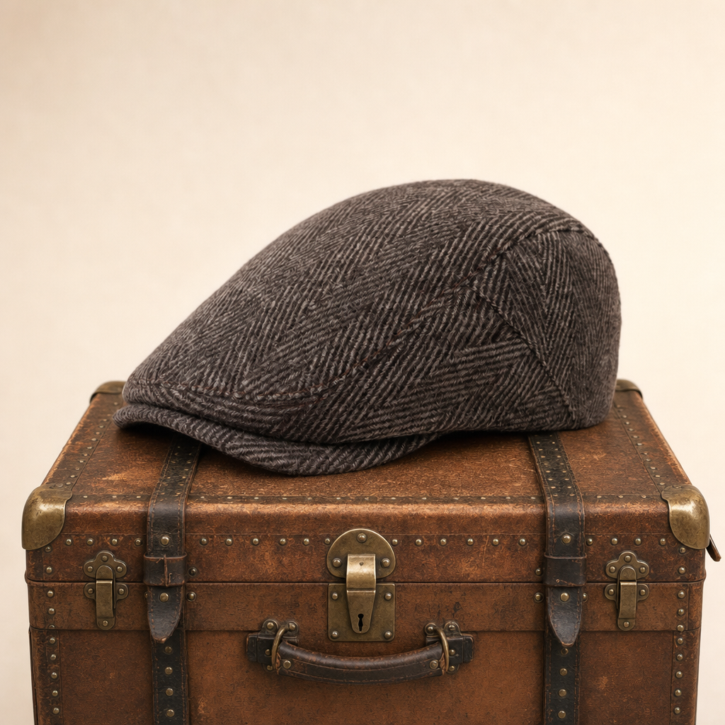 Herringbone Wool Cap — INGLETON — Tobacco Brown