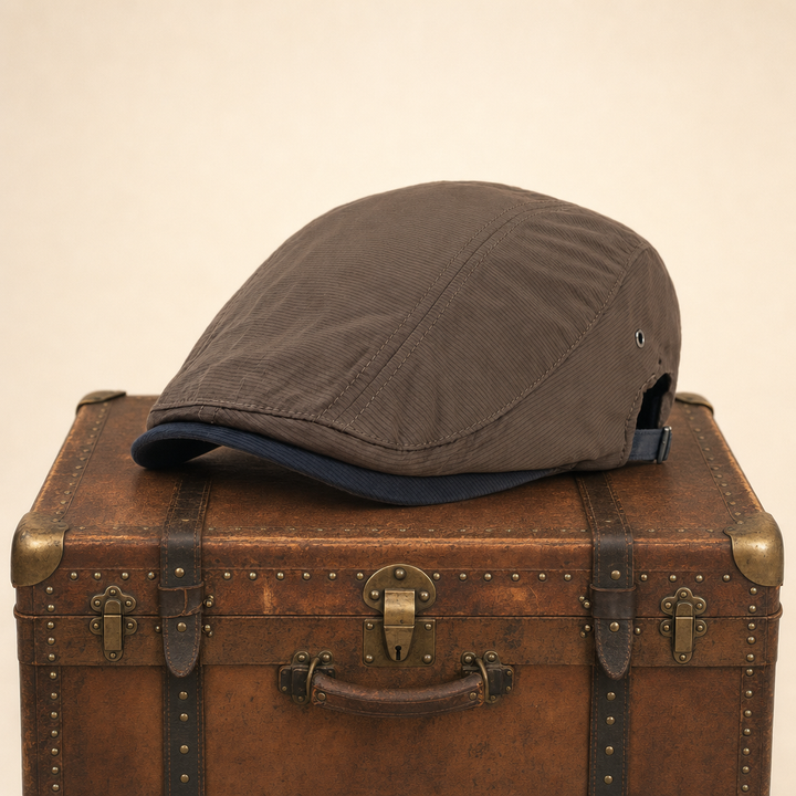Pinstripe Cotton Cap — MARSDEN — Tobacco Brown