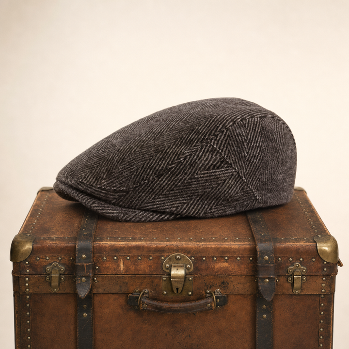 Herringbone Wool Cap — MOFFAT — Tobacco Brown