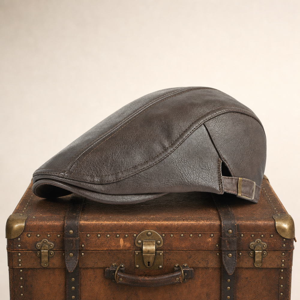 Heritage Leather Cap — STIRLING — Tobacco Brown