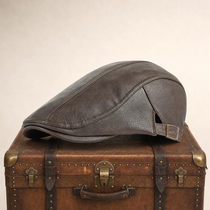 Heritage Leather Cap — STIRLING — Tobacco Brown