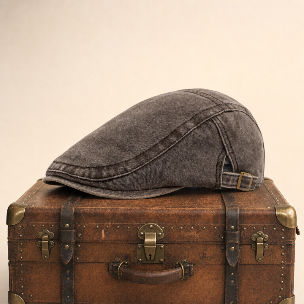 Denim Vintage Cap — LEEK — Tobacco Brown